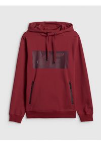 4f - 4F Bluza dresowa regular z kapturem męska - czerwona M. Okazja: na co dzień. Typ kołnierza: kaptur. Kolor: czerwony. Materiał: dresówka. Wzór: gładki. Styl: casual #1