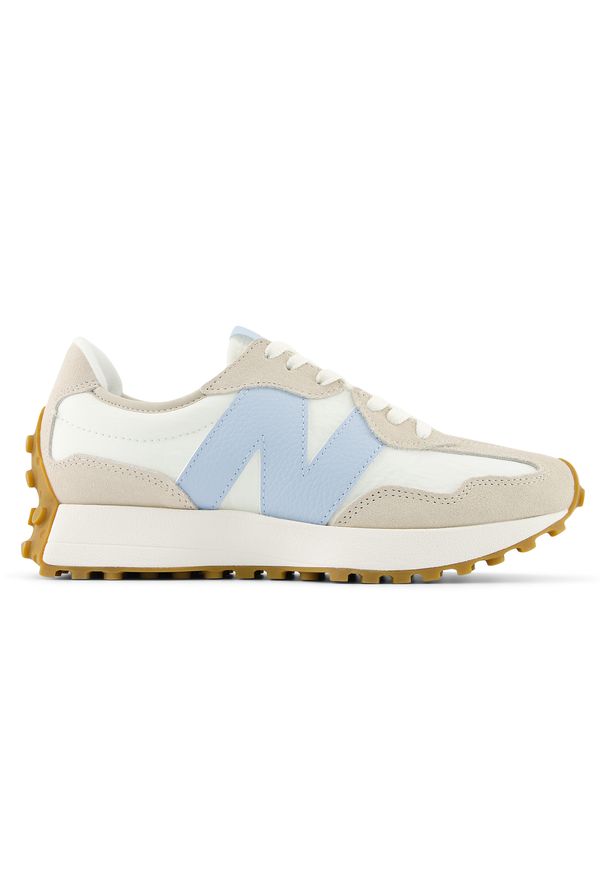 Buty damskie New Balance WS327FTA – beżowe. Okazja: na co dzień. Kolor: beżowy. Materiał: guma, zamsz, materiał, dresówka, syntetyk. Szerokość cholewki: normalna. Sezon: wiosna