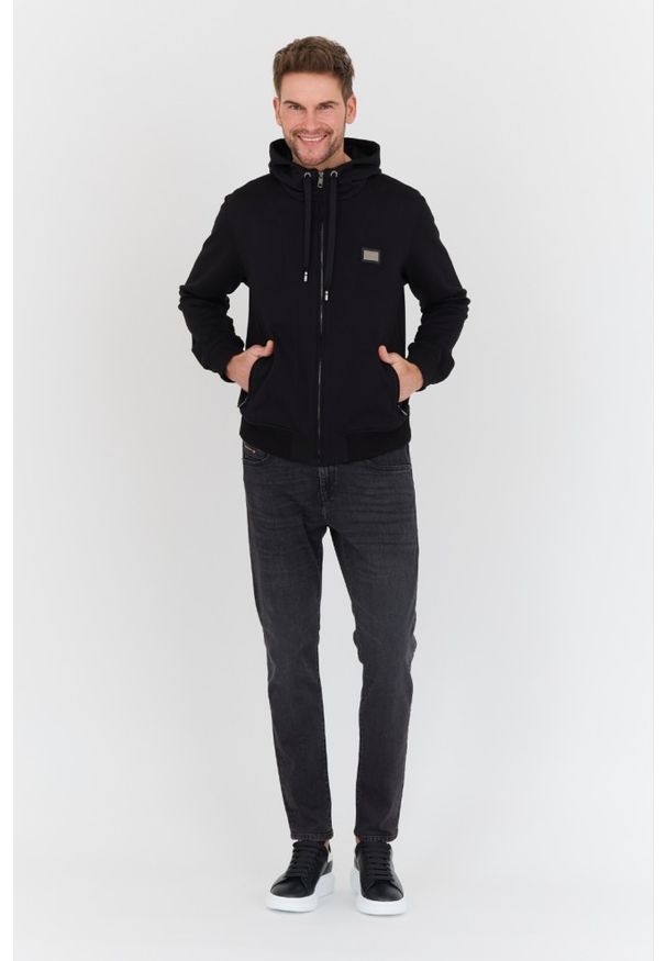 Dolce and Gabbana - DOLCE & GABBANA Czarna męska bluza z kapturem, Rozmiar 52. Typ kołnierza: kaptur. Kolor: czarny