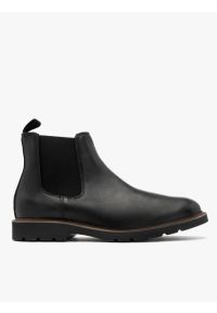 Ryłko - Czarne sztyblety męskie na spodzie z brązowym otokiem. Kolor: czarny. Materiał: skóra. Szerokość cholewki: normalna. Styl: street #1