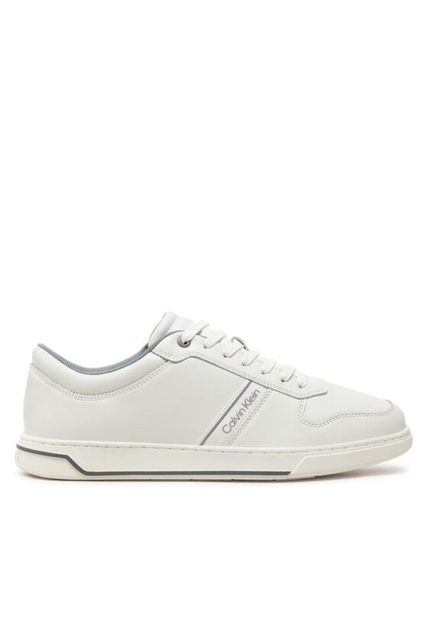 Calvin Klein Sneakersy Low Top Lace Up Logo HM0HM01491 Biały. Kolor: biały. Materiał: skóra