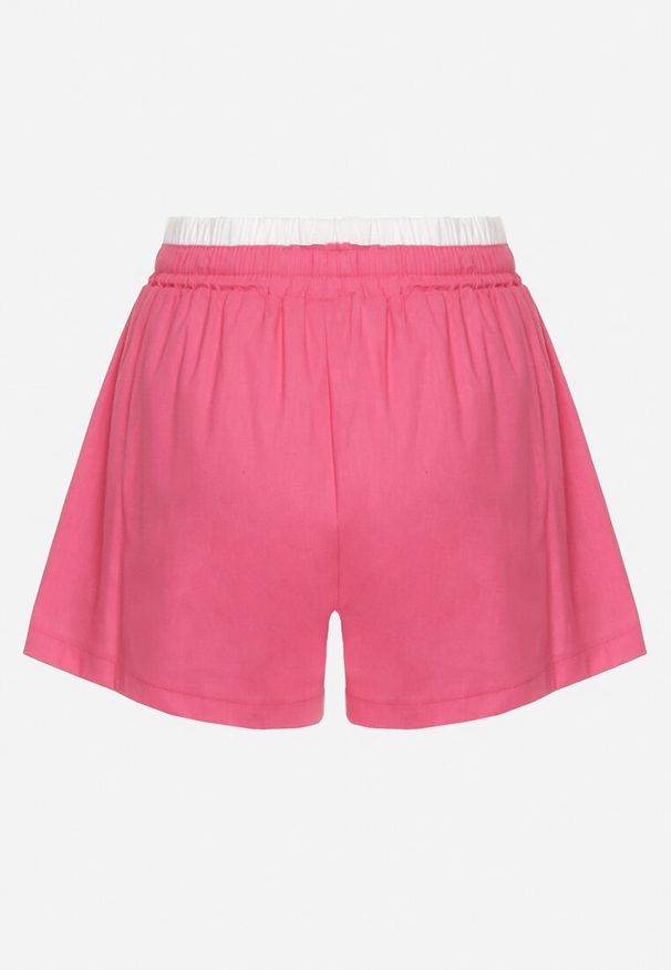 Born2be - Różowe Bawełniane Szorty z Gumką w Pasie Timaolle. Okazja: na co dzień. Kolor: różowy. Materiał: bawełna. Styl: klasyczny, casual, elegancki