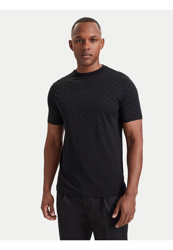 Karl Lagerfeld - KARL LAGERFELD T-Shirt 755070 564251 Czarny Regular Fit. Typ kołnierza: dekolt w karo. Kolor: czarny. Materiał: bawełna