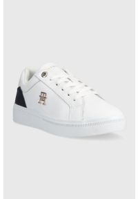 TOMMY HILFIGER - Tommy Hilfiger sneakersy skórzane TH COURT SNEAKER kolor biały. Kolor: biały. Materiał: skóra #4
