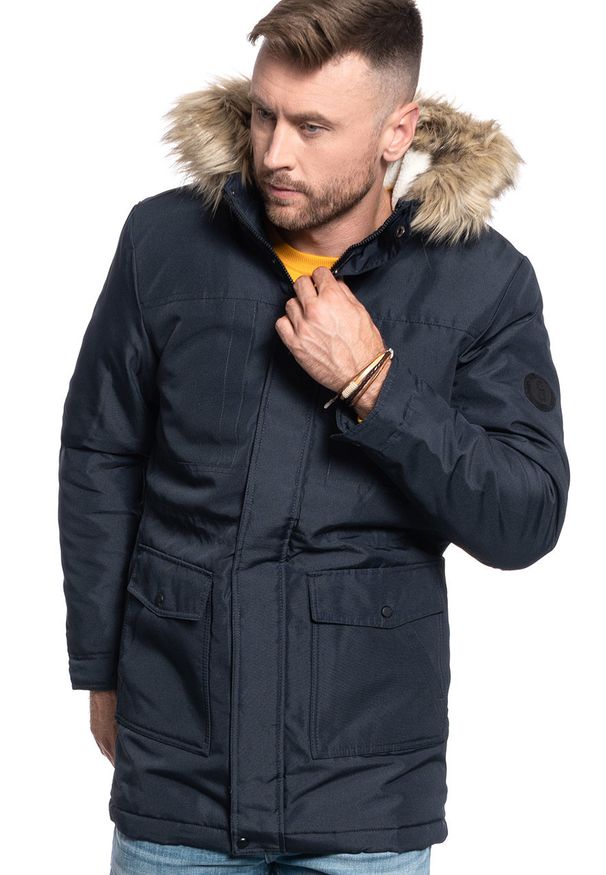 Only & Sons - ONLY & SONS ONSBASIL PARKA JACKET OTW NOOS DARK NAVY 22013441. Kolor: niebieski. Materiał: futro. Sezon: zima