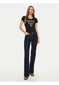 Guess T-Shirt SS CN SHINY TRIANGLE Czarny Shirt Fit. Kolor: czarny. Materiał: bawełna #5