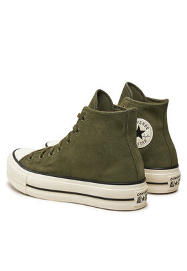 Converse Trampki Chuck Taylor All Star Lift Platform Hi A11144C Zielony. Kolor: zielony. Materiał: zamsz, skóra. Obcas: na platformie