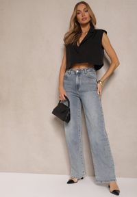 Renee - Jasnoniebieskie Szerokie Jeansy High Waist z Wiskozą Uliriel. Okazja: na co dzień. Stan: podwyższony. Kolor: niebieski. Styl: elegancki, casual #5