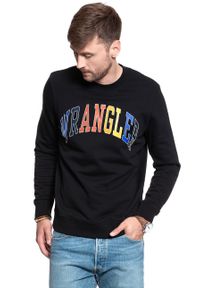 Wrangler - MĘSKA BLUZA WRANGLER LOGO SWEAT BLACK W6B6HY100 112130691. Wzór: nadruk