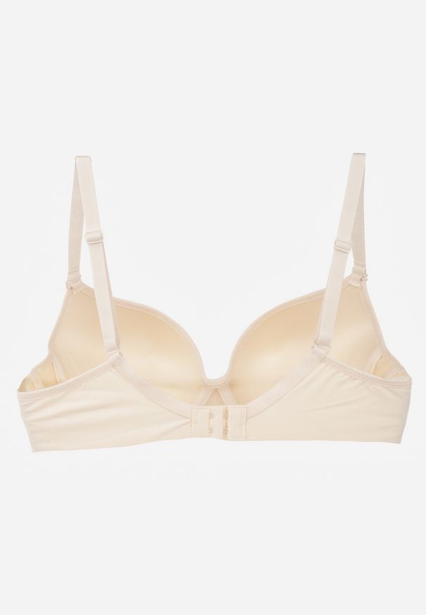 Renee - Beżowy Biustonosz Push Up o Gładkim Wykończeniu z Cyrkoniową Aplikacją Claronei. Kolor: beżowy. Rodzaj stanika: push-up. Wzór: gładki, aplikacja