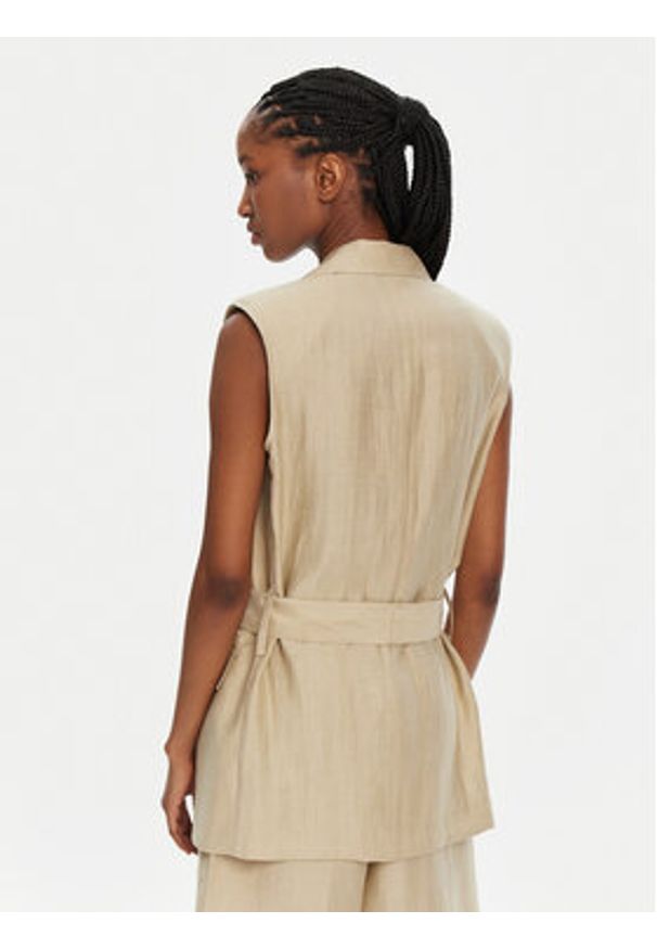 KAOS Kamizelka RP1MR063 Beżowy Regular Fit. Kolor: beżowy. Materiał: len