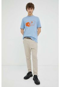 PS PAUL SMITH - PS Paul Smith t-shirt bawełniany kolor niebieski z nadrukiem. Kolor: niebieski. Materiał: bawełna. Długość rękawa: krótki rękaw. Długość: krótkie. Wzór: nadruk #4