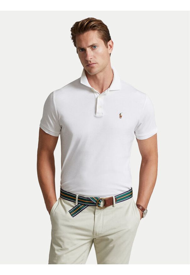 Polo Ralph Lauren Polo 710713130003 Biały Custom Slim Fit. Typ kołnierza: polo. Kolor: biały. Materiał: bawełna