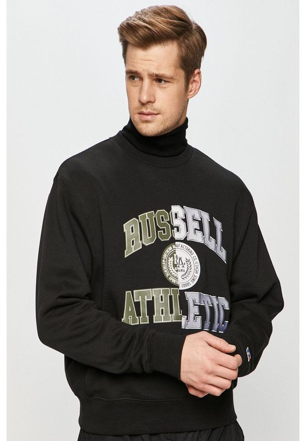 Russell Athletic - Bluza bawełniana. Okazja: na co dzień. Kolor: czarny. Materiał: bawełna. Wzór: nadruk. Styl: casual