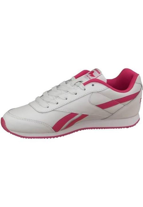 Buty do chodzenia dla dzieci Reebok Royal CL Jogger 2. Zapięcie: sznurówki. Kolor: biały, różowy, wielokolorowy. Materiał: materiał, skóra, tkanina, syntetyk. Szerokość cholewki: normalna. Model: Reebok Royal. Sport: turystyka piesza