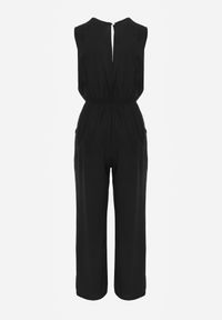 Renee - Czarny Kombinezon Valia. Kolor: czarny. Materiał: wiskoza, tkanina. Długość rękawa: bez rękawów. Długość: długie. Wzór: jednolity. Styl: elegancki #6