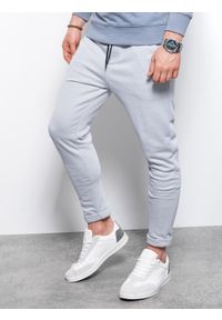 Ombre Clothing - Spodnie męskie dresowe P949 - jasnoszare - XXL. Kolor: szary. Materiał: dresówka. Styl: klasyczny