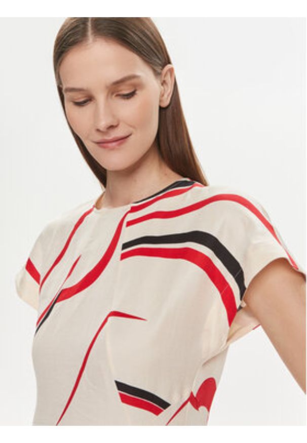 TOMMY HILFIGER - Tommy Hilfiger Sukienka codzienna WW0WW42031 Beżowy Relaxed Fit. Okazja: na co dzień. Kolor: beżowy. Materiał: wiskoza, len. Typ sukienki: proste. Styl: casual