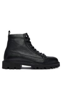 BOSS Trapery Julyo 50552581 Czarny. Kolor: czarny. Materiał: skóra