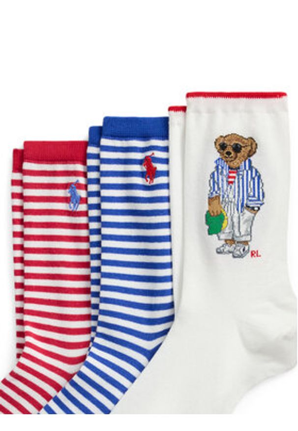 Polo Ralph Lauren Zestaw 3 par wysokich skarpet damskich 455972026001 Kolorowy. Materiał: bawełna, materiał. Wzór: kolorowy