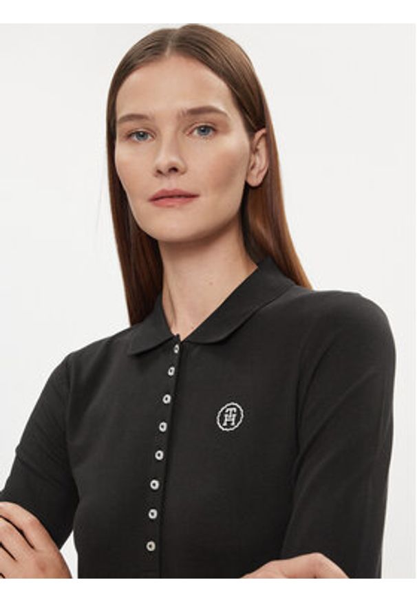 TOMMY HILFIGER - Tommy Hilfiger Polo WW0WW39820 Czarny Slim Fit. Typ kołnierza: polo. Kolor: czarny. Materiał: bawełna