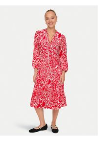 only - ONLY Sukienka koszulowa Milana 15308233 Czerwony Loose Fit. Kolor: czerwony. Materiał: wiskoza. Typ sukienki: koszulowe #1