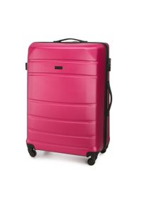 Wittchen - Duża walizka z ABS-u żłobiona różowa. Kolor: różowy. Materiał: guma. Styl: klasyczny