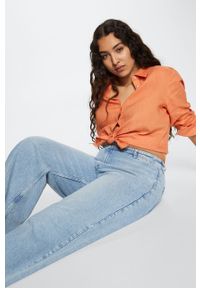 mango - Mango jeansy Catherin damskie high waist. Stan: podwyższony. Kolor: fioletowy #7