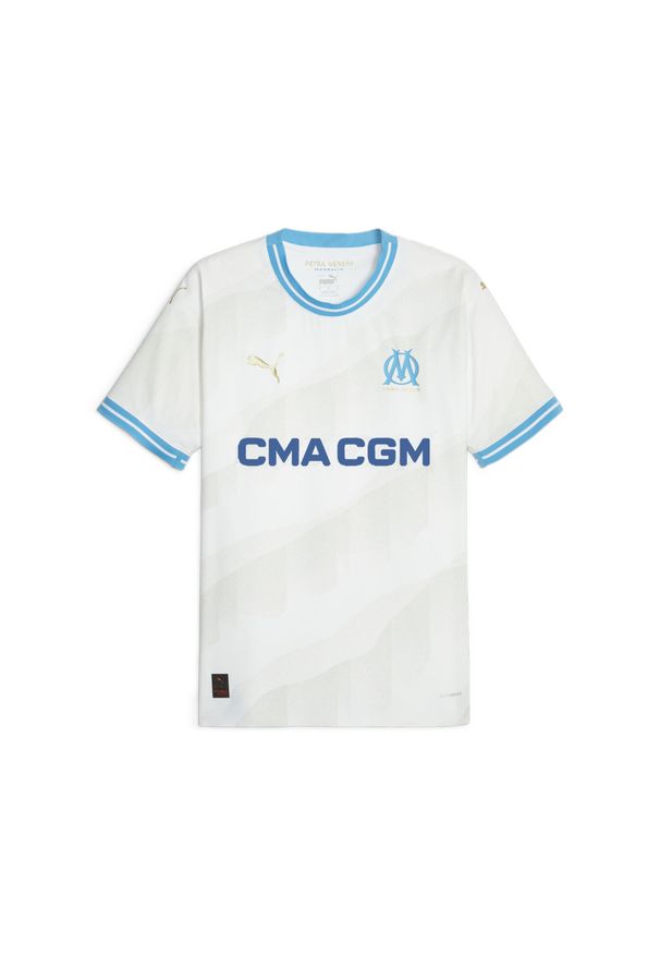 Puma - Męska koszulka domowa Olympique de Marseille 23/24 PUMA. Kolor: biały, niebieski, wielokolorowy. Sport: piłka nożna