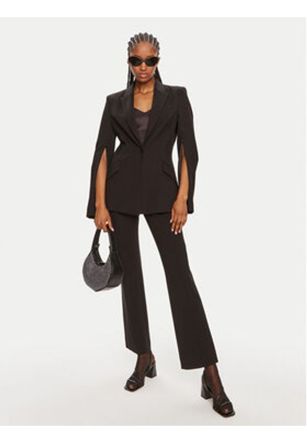 Karl Lagerfeld - KARL LAGERFELD Marynarka 245W1402 Czarny Slim Fit. Typ kołnierza: dekolt w karo. Kolor: czarny. Materiał: syntetyk, wiskoza