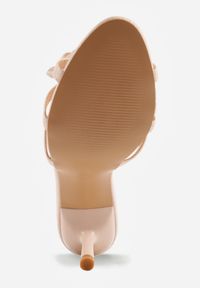 Renee - Beżowe Klapki na Szpilce z Ozdobnym Kwiatkiem Brialora. Okazja: na co dzień. Kolor: beżowy. Materiał: jeans. Wzór: kwiaty. Sezon: wiosna, lato. Obcas: na szpilce. Styl: casual #8