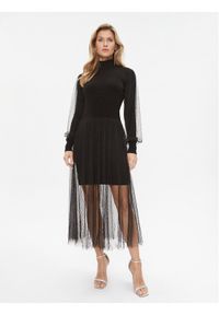 TwinSet - TWINSET Sukienka dzianinowa 232TT3413 Czarny Regular Fit. Kolor: czarny. Materiał: syntetyk, wiskoza, dzianina