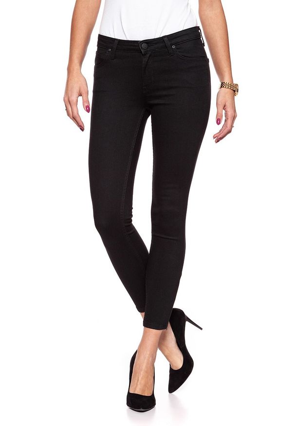 Lee - SPODNIE DAMSKIE LEE SCARLETT CROPPED BLACK RINSE L30CAE47 112106320. Wzór: aplikacja