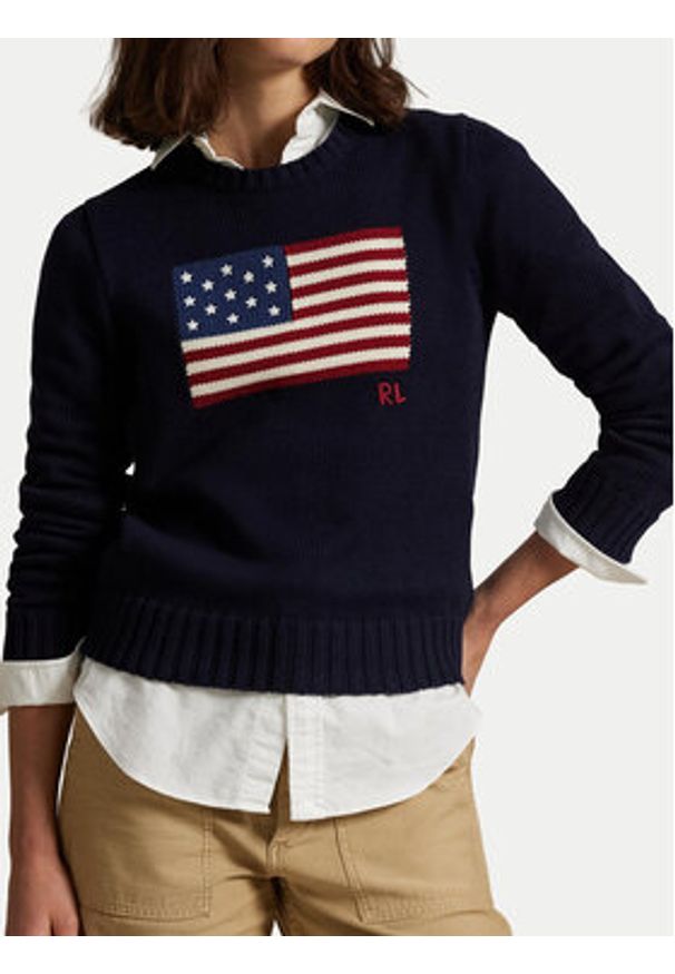 Polo Ralph Lauren Sweter 211896939001 Granatowy Regular Fit. Typ kołnierza: polo. Kolor: niebieski. Materiał: bawełna