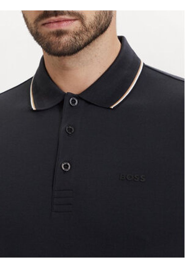 BOSS Polo Pl Goc Birdie Paule 50559365 Granatowy Slim Fit. Typ kołnierza: polo. Kolor: niebieski. Materiał: bawełna