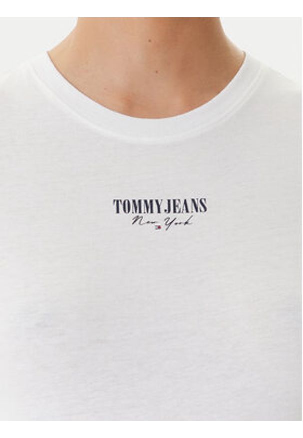 Tommy Jeans T-Shirt Essential DW0DW20913 Biały Slim Fit. Kolor: biały. Materiał: bawełna