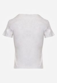 Born2be - Biały Bawełniany T-shirt z Cyrkoniowym Sercem Arielin. Okazja: na co dzień. Kolor: biały. Materiał: bawełna. Wzór: aplikacja. Styl: casual, klasyczny, sportowy #5