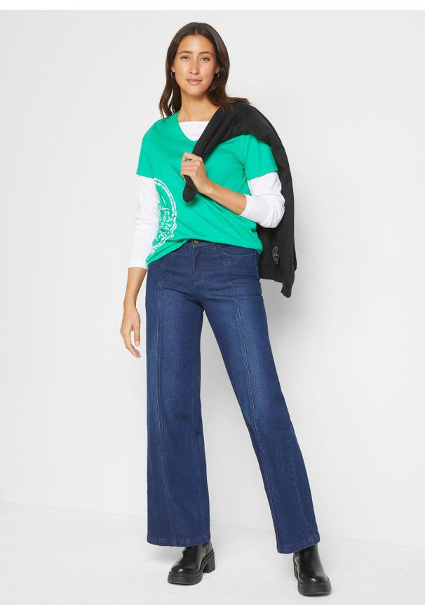 bonprix - Dżinsy Skinny Mid Waist ze stretchem. Stan: podwyższony. Kolor: niebieski