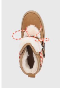 Ugg - UGG Śniegowce zamszowe Classic Weather Hiker kolor brązowy. Nosek buta: okrągły. Zapięcie: sznurówki. Kolor: brązowy. Materiał: zamsz