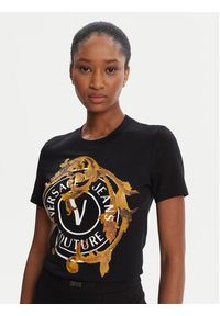Versace Jeans Couture T-Shirt 79HAHE01 CJ02E Czarny Regular Fit. Kolor: czarny. Materiał: bawełna
