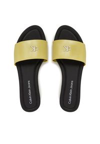 Calvin Klein Jeans Klapki Flat Sandal Slide Mg YW0YW01697 Zielony. Kolor: zielony. Materiał: skóra #4