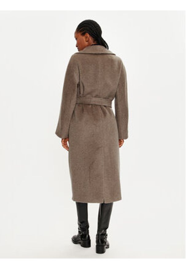 Weekend Max Mara Płaszcz wełniany Tempera 2425016102 Brązowy Regular Fit. Kolor: brązowy. Materiał: wełna