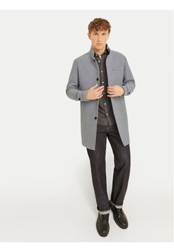 Jack & Jones Płaszcz wełniany Melton 12258672 Szary Regular Fit. Kolor: szary. Materiał: wełna, syntetyk