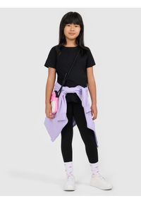 4f - 4F T-shirt gładki dziewczęcy - czarny 164 (13-14 lat). Okazja: na co dzień. Kolor: czarny. Materiał: dzianina, jersey, bawełna. Długość rękawa: krótki rękaw. Długość: krótkie. Wzór: gładki. Sezon: lato. Styl: casual, klasyczny, sportowy #2