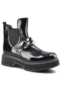 Czarne Botki Lemar Damskie Stylowe Skórzane Buty. Okazja: na co dzień. Kolor: czarny. Materiał: skóra. Wzór: gładki. Styl: elegancki
