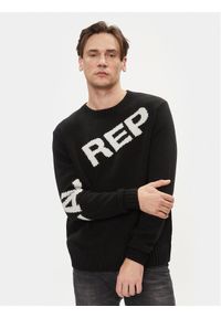 Replay Sweter UK2514.000.G2897J Czarny Regular Fit. Kolor: czarny. Materiał: wełna, syntetyk