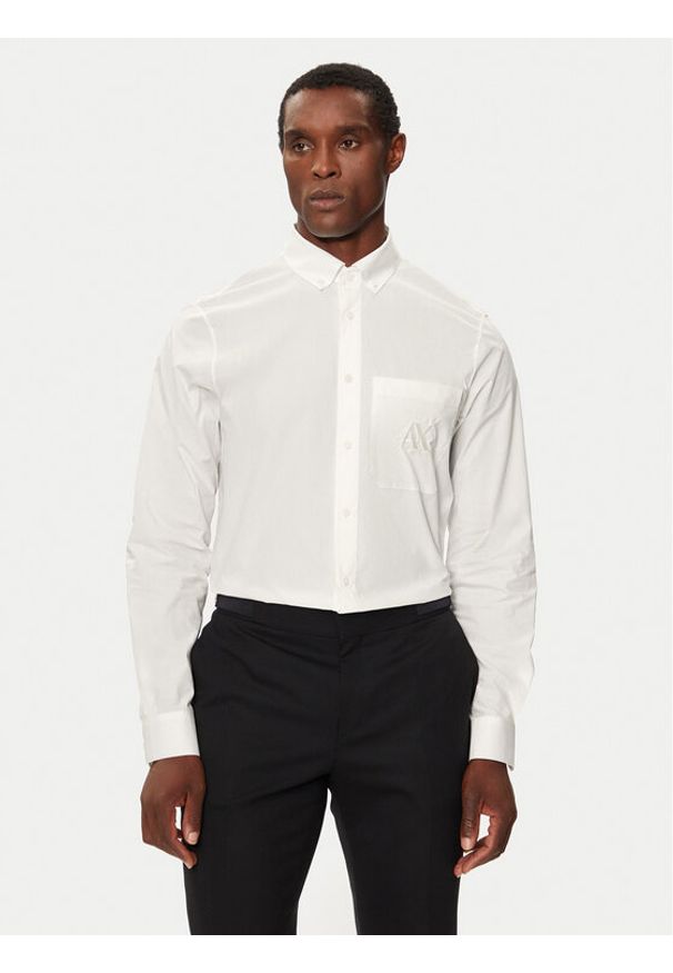 Armani Exchange Koszula 6DZC21 ZN2VZ 1116 Écru Slim Fit. Materiał: bawełna