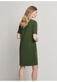 Ochnik - Krótka bawełniana zielona sukienka. Kolor: zielony. Materiał: bawełna. Długość rękawa: krótki rękaw. Długość: mini