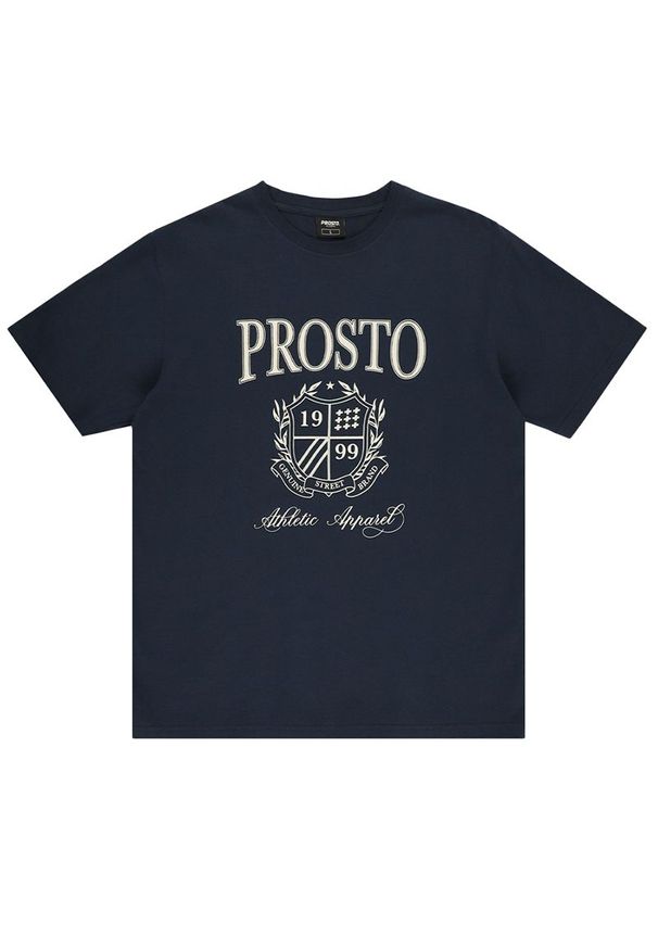 Koszulka Prosto Hexer KL242MTEE1082 - granatowy. Kolor: niebieski. Materiał: bawełna, dzianina. Długość rękawa: krótki rękaw. Długość: krótkie
