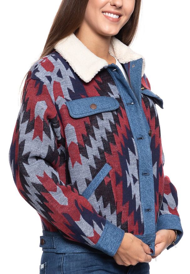 Wrangler - DAMSKA KURTKA SHERPA WRANGLER GEO JACKET BLUE DEPTHS W4N6WVXJY 112129166